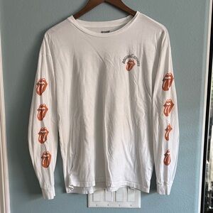 Rolling Stones White Long Sleeve Tee with Orange Graphics